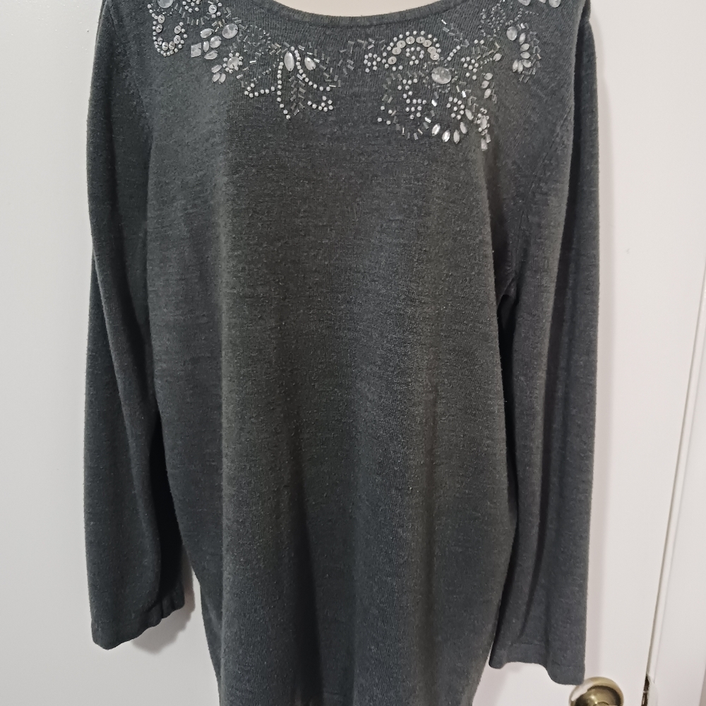 Women's Liz and me pull over long sleeve blouse size 1X 18/20w, color gray